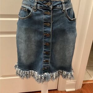 Earl Jeans Denim Button-Front Mini Skirt